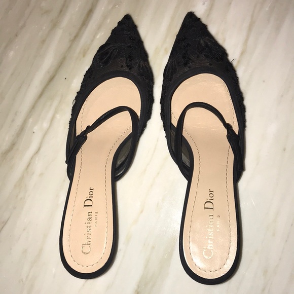 Dior lace kitten heels